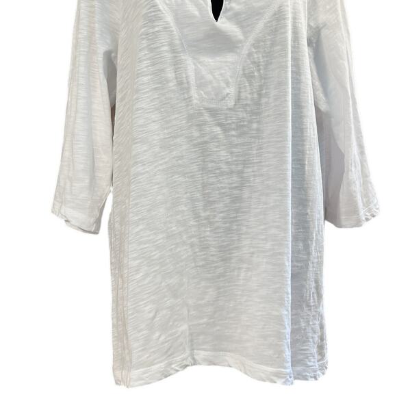 Avenue The New Zip 3/4 Sleeve Tunic Top Beach Cover Plus Size 18-20 White Cotton - Picture 3 of 13